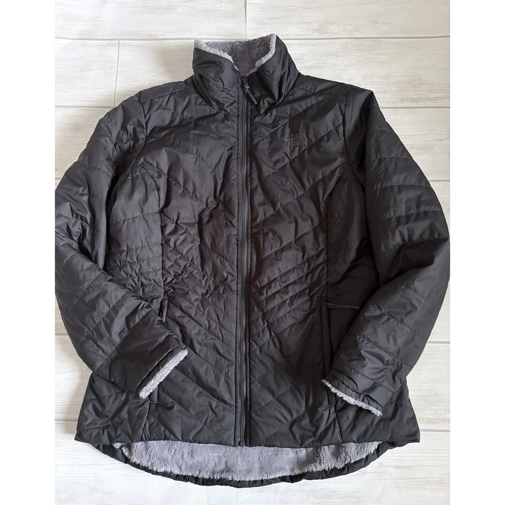 The North Face Women's Mossbud Insulated Reversible Jacket Black/Gray Size XL